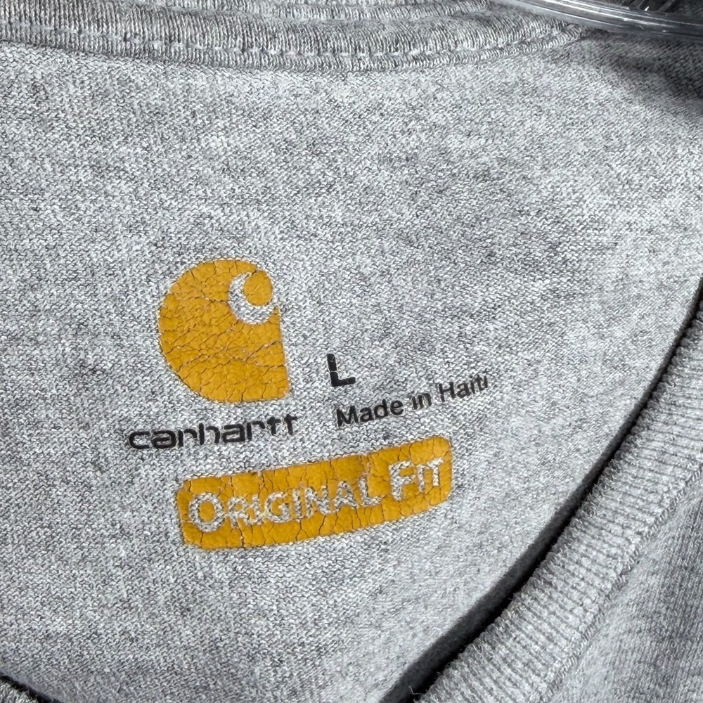 Carhartt Dearborn Long Sleeve T-Shirt Mens L Heather Gray Logo Original Fit - Picture 15 of 16